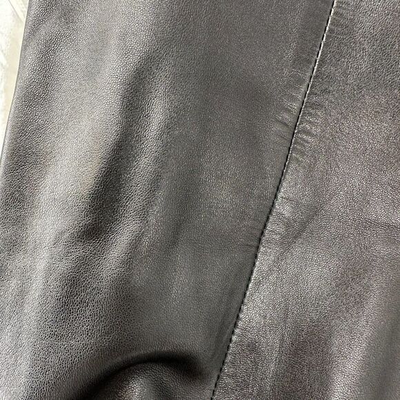 Ralph Lauren Lamb Skin Pants Leather Black Size 4 Black Label Straight Leg Chic - Picture 8 of 12